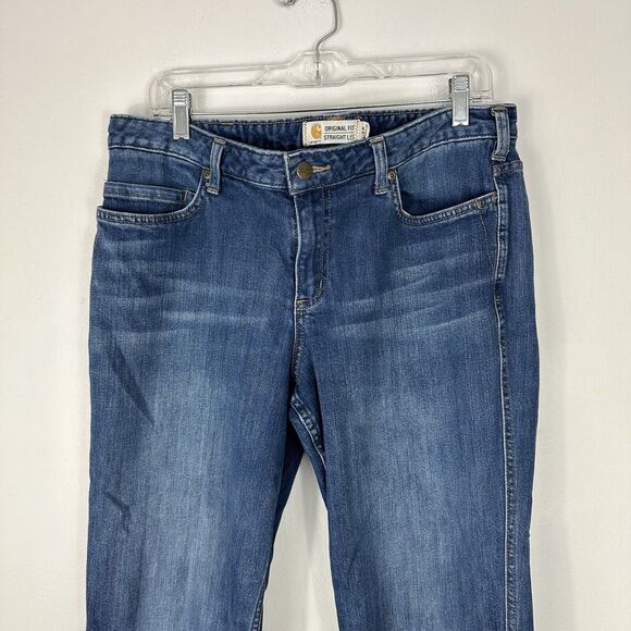 Carhartt Womens Jeans Size 14 Regular Original Fit Straight Leg Dark Wash Denim - Picture 6 of 15